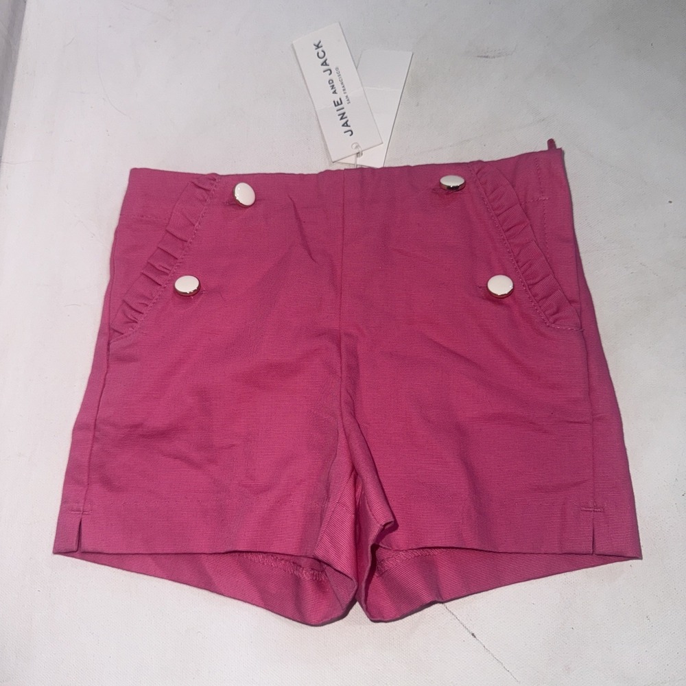 Janie & Jack Preppy Ruffle Buttons Pink Shorts NWT Girls Size 18-24 Months